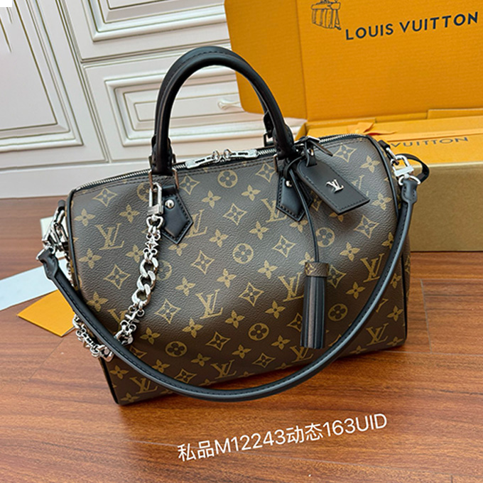 lv louis vuitton monogram chain speedy handbag #m12243